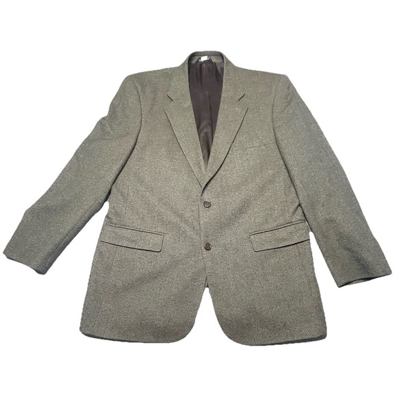 Vintage Brooks Brothers 346 100% Lambswool Blazer Sport Coat Men 44L Green Brown - Picture 1 of 14